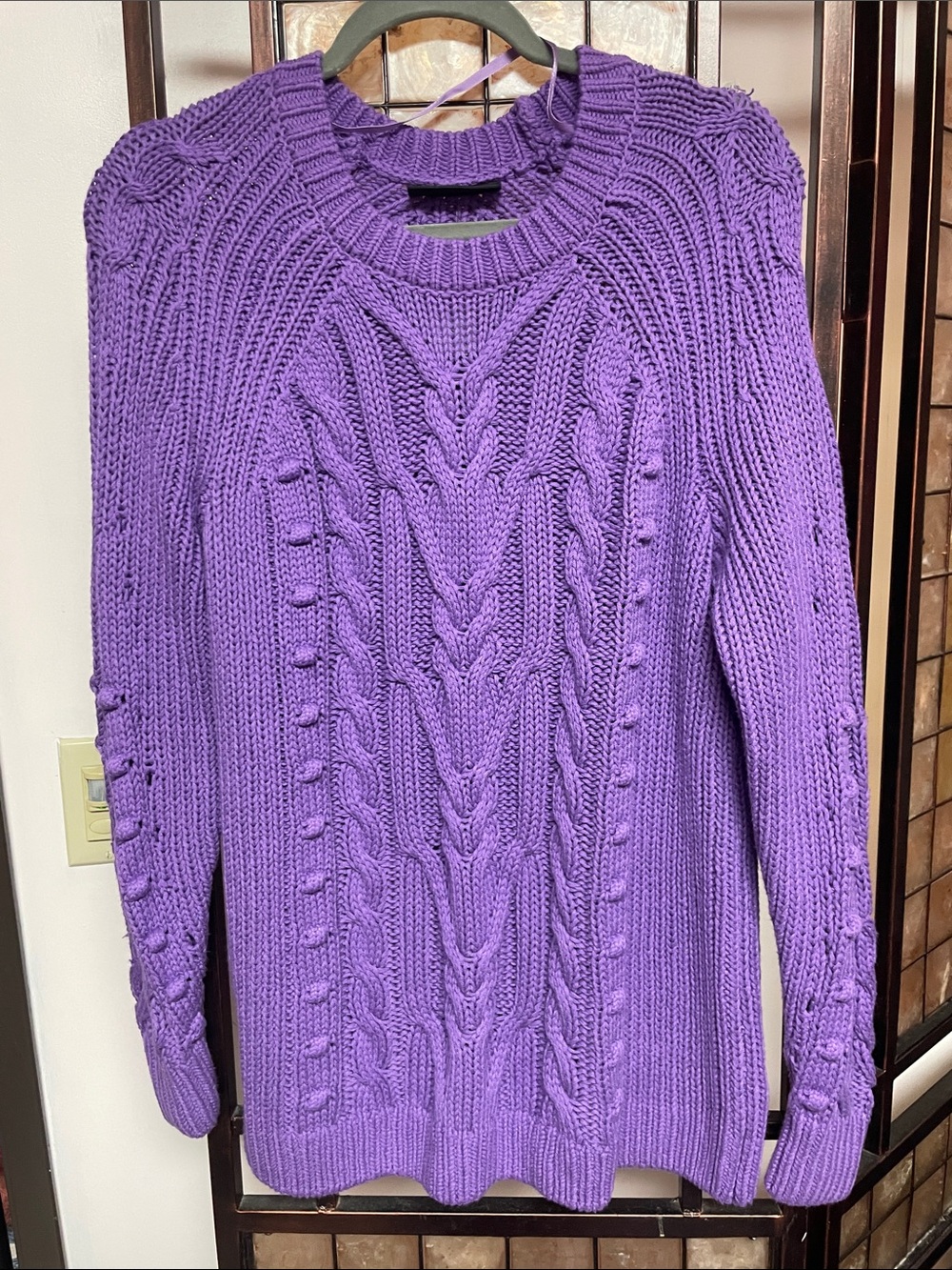 Lane Bryant Lavender-Purple Cable Knit Crewneck Sweater